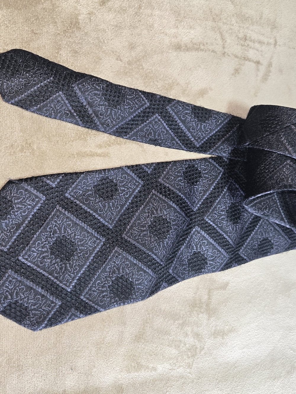 Gianfranco Ferré Vintage Geometric Silk Tie - Charcoal Grey & Black